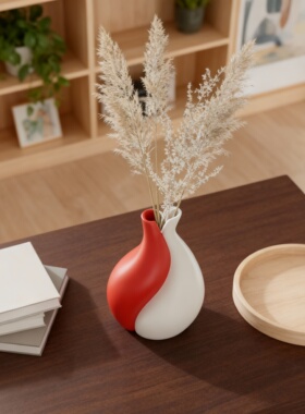 简约现代陶瓷几何花瓶客厅摆件