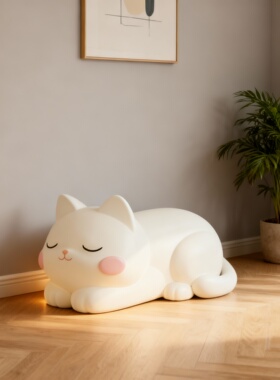 可爱猫咪树脂落地玄关换鞋凳摆件