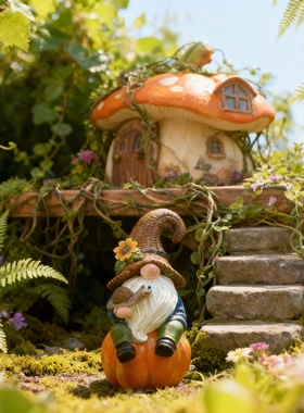 田园风南瓜小矮人树脂摆件