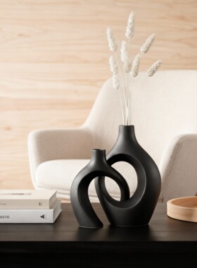 简约现代几何陶瓷花瓶套组摆件
