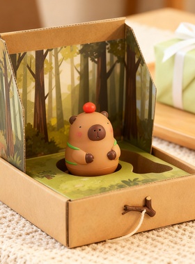 卡通动物树脂桌面摆件礼盒装