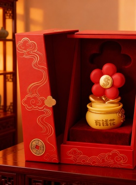 国潮花朵树脂桌面装饰品