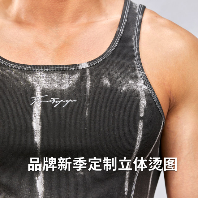 ເສື້ອກັນໜາວຜູ້ຊາຍ TOMATOPAPA 2026 summer hand-painted letters hot stamping topstitching slim sports high elastic sweat back