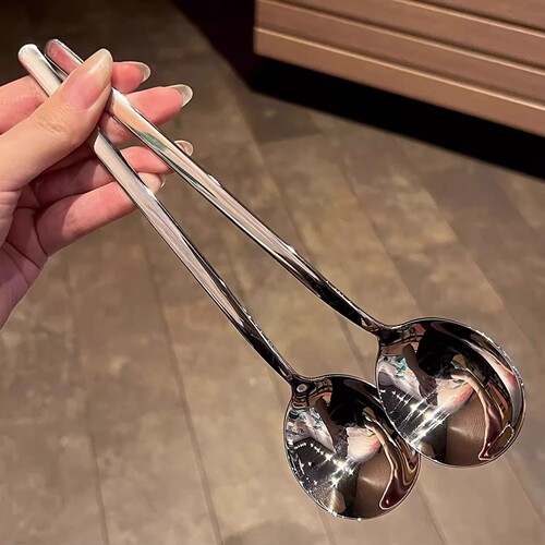 316食品级不锈钢勺家用韩式长款喝汤勺网红ins高颜值圆头吃饭汤匙 - 图2