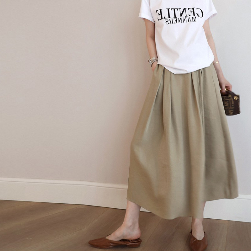 特春秋季新品 文推荐BI入 怎么穿都美的友好中长弧度半身裙女