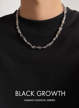 不规则碎银子项链男潮小众设计