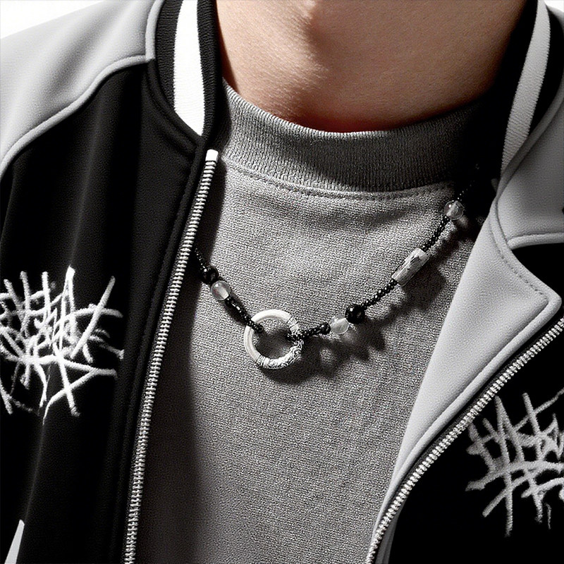 平安扣项链男款2025年新钛钢不掉色欧美高级感嘻哈潮酷配饰品 - 图1