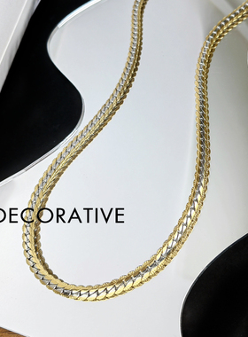 压花古巴链男潮个性嘻哈蛇骨链