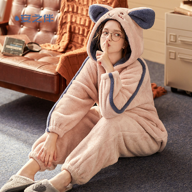 安之伴秋冬珊瑚绒连体衣卡通睡衣 安之伴玖伴睡衣/家居服套装