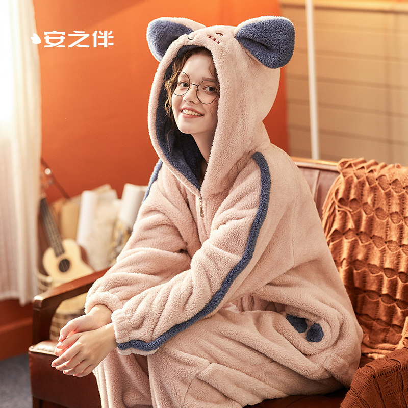 安之伴秋冬珊瑚绒连体衣可爱睡衣 安之伴玖伴睡衣/家居服套装