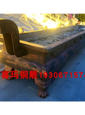 定制大型寺庙长方形平口香炉铸铜景区大殿门口化宝炉铸铁烧纸鼎炉