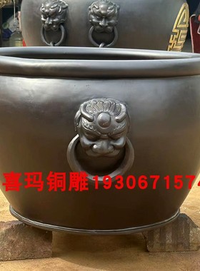 口径75种树缸铸铜庭院门海定制纯铜故宫缸太平缸水缸荷花养鱼大缸