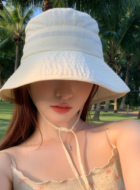 防晒遮阳大檐薄款渔夫帽女大头围