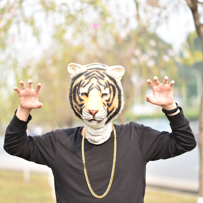 万圣节动物面具化妆舞会成人老虎哈士奇乳胶面具头套动物金毛狗头 - 图1