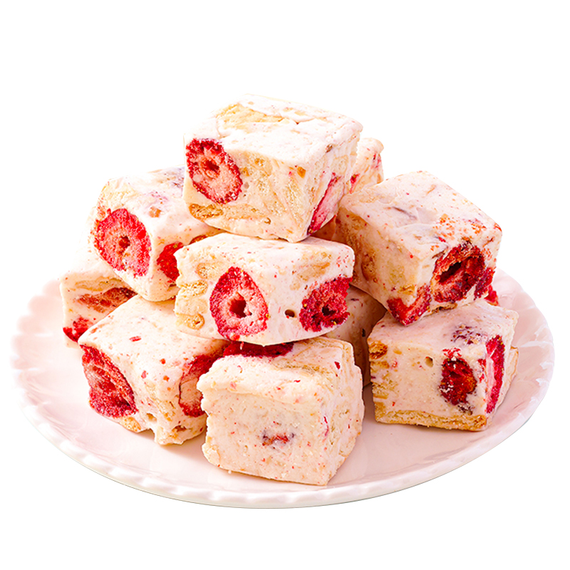 草莓羊奶芙旗舰店雪花酥独立小包装拉丝长条解馋零食小吃食品糕点