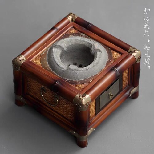 竹编煮茶炉炭火炉仿古围炉煮茶火炉新中式碳炉功夫茶道烧炭小火炉 - 图1