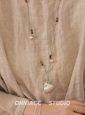 南瓜吊坠项链女长款毛衣链纯银