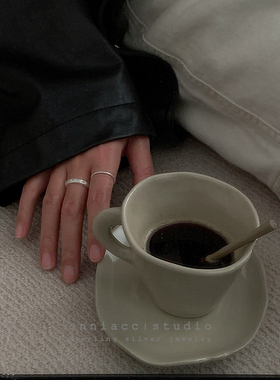 磨砂拉丝水钻戒指女食指纯银高级感轻奢小众设计简约百搭开口个性