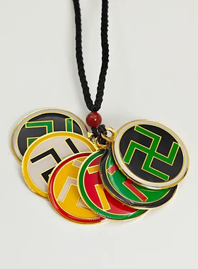 3CM单面潘氏万字符六龙御天五行吊坠金木水火土汽车挂件铜饰品