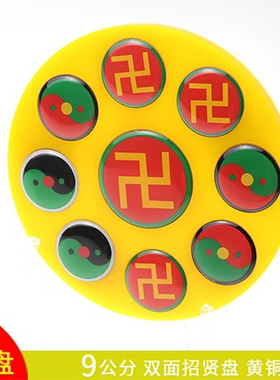 潘氏9厘米黄铜亚克力版五龙盘招贤盘万字符太极八卦标牌