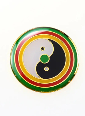 自粘贴黄铜万字福三圈太极八卦手机贴黄铜标牌3厘米