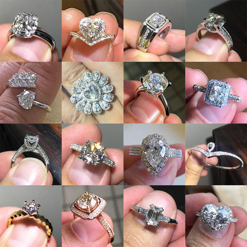 CY宝饰豪华镶嵌心形钻石18K白金PT900戒指选钻定制1克拉钻戒婚戒 - 图1