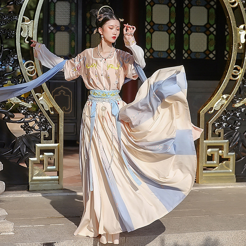 坦领女中国风齐腰原创敦煌飞天汉服 卡妆妮汉服