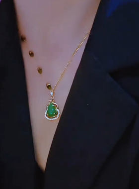 百搭时尚绿色葫芦项链小众设计网红同款爆款洋气耐看颈链锁骨链潮