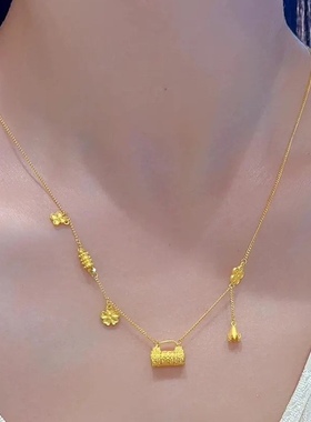 繁花似锦平安锁吊坠高颜值精品抖音网红明星同款百搭洋气颈链项链