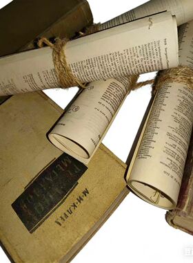 复古英文书卷泛黄外文书卷样板间装饰书卷拍摄道具