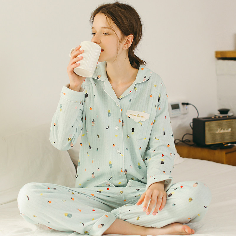 月子服春秋纯棉产后喂奶10月份睡衣 静孕家居服套装