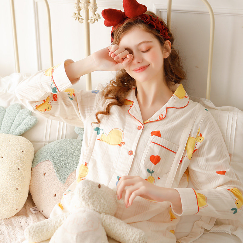 月子服夏季产后纯棉纱布两件套睡衣 静孕家居服套装