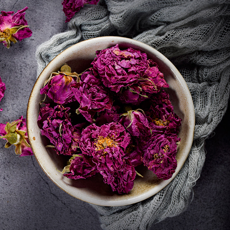 大朵平阴玫瑰花茶旗舰店重瓣墨红玫瑰花干花瓣泡茶官方玫瑰花冠茶