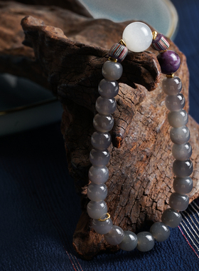 无同 扶摇烟紫 上弦影月 古典美学安神和田玉螺钿手串手钏