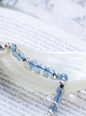 无同 微醺蓝调 露空蓝 海蓝宝925银手钏