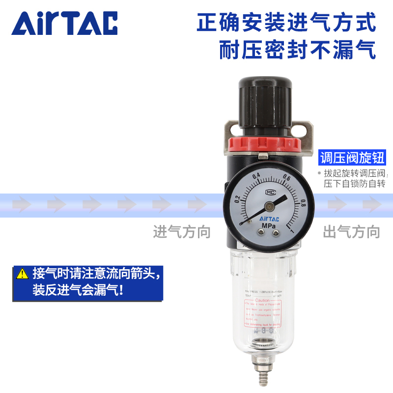 亚德客调压阀减压阀气体小型气动可调式AFR2000油水分离器过滤 - 图2