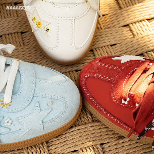 Kaalixto星星鞋2025新款红色德训鞋男女同款百搭运动休闲鞋 - 图1