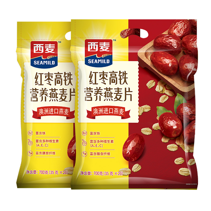 【品牌自营】西麦红枣高铁牛奶燕麦片700gx2袋便携装即食冲饮早餐 - 图3