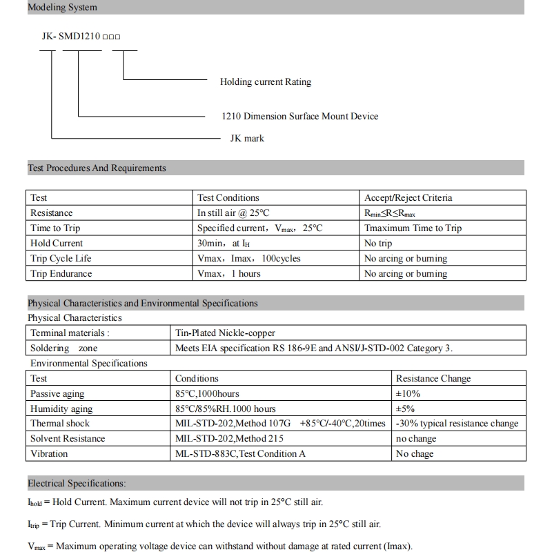 JK-SMD1210-110 1.1A 6V/12V 印字JK 1210自恢复保险丝金科原装 - 图2