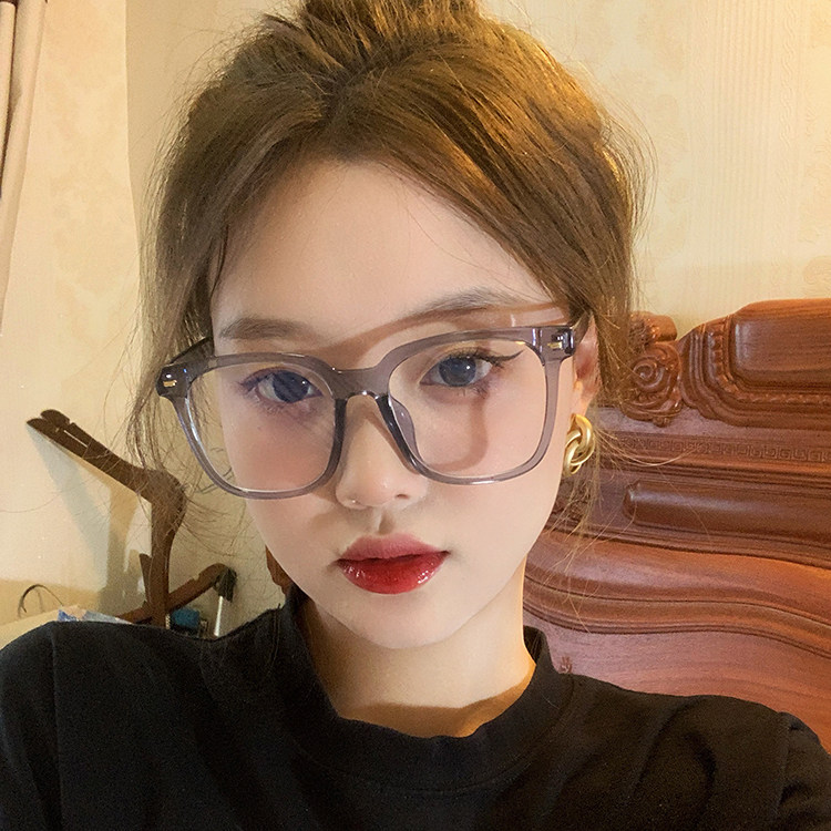 GM眼镜框女潮复古方形TR黑框平光镜防蓝光辐射眼镜女大框可配近视_虎窝淘