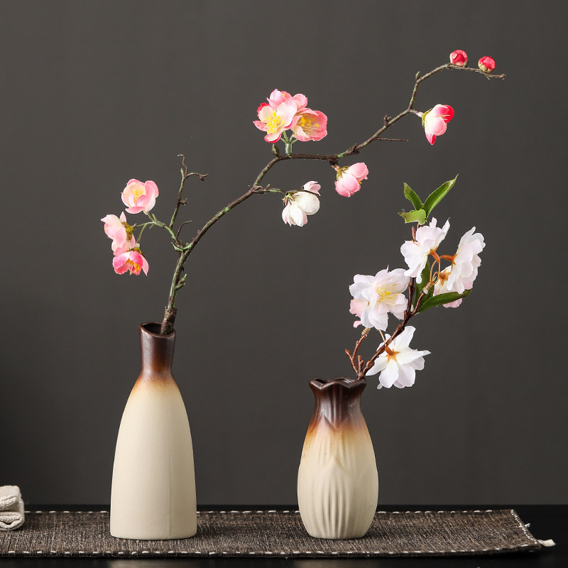 禅意粗陶花瓶陶瓷仿柴烧装饰客厅家居桌面摆件器皿创意绿萝小花器,淘宝优惠券,粉丝福利购,淘宝优惠卷