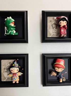 泡泡盲盒展示相框手办diy 玛特框中古风黑色公仔桌面摆件装饰摆台