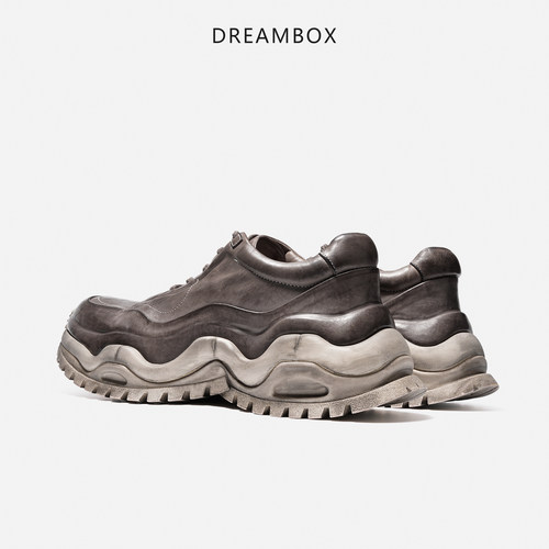 DREAMBOX钧博舒适透气马皮厚底老爹鞋手工水洗做旧户外运动休闲鞋 - 图3