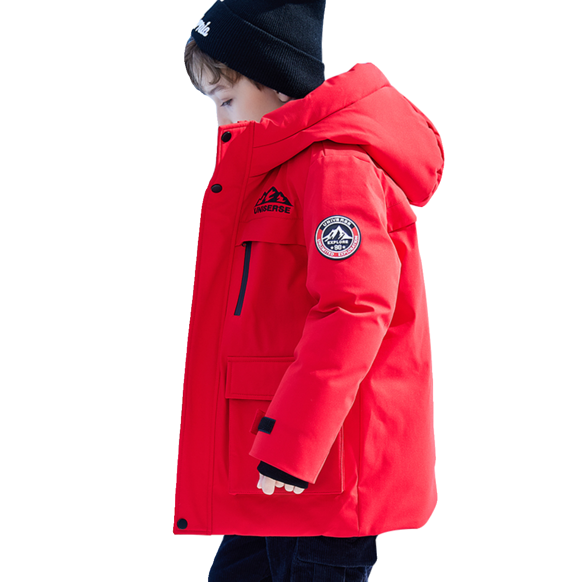 【蓄热】雪中飞kids男童羽绒服中大童女童中长款工装冬季儿童加厚
