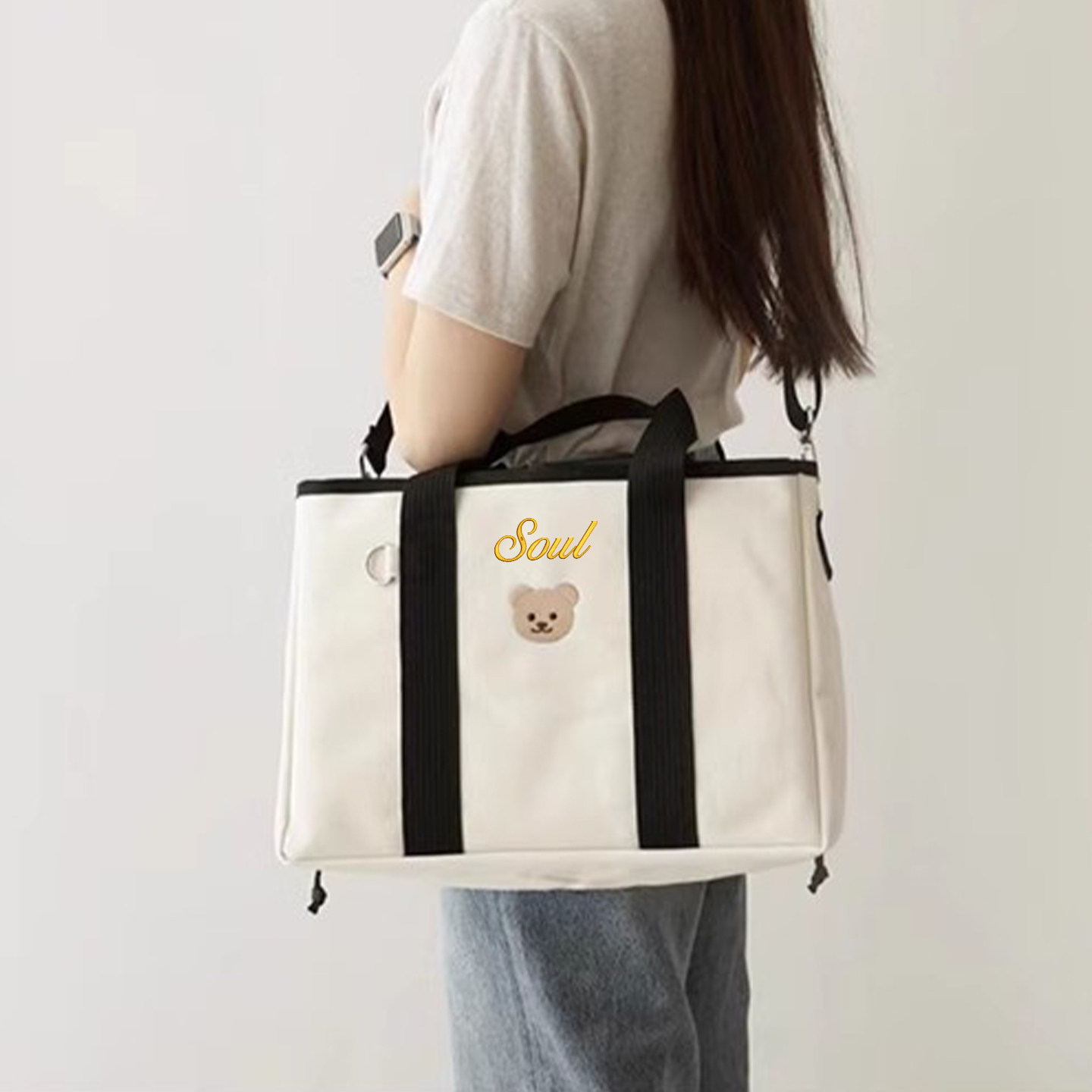 DIY定制ins小熊妈咪包大容量手提斜挎包婴儿尿不湿轻便收纳母婴包,淘宝优惠券,粉丝福利购,淘宝优惠卷