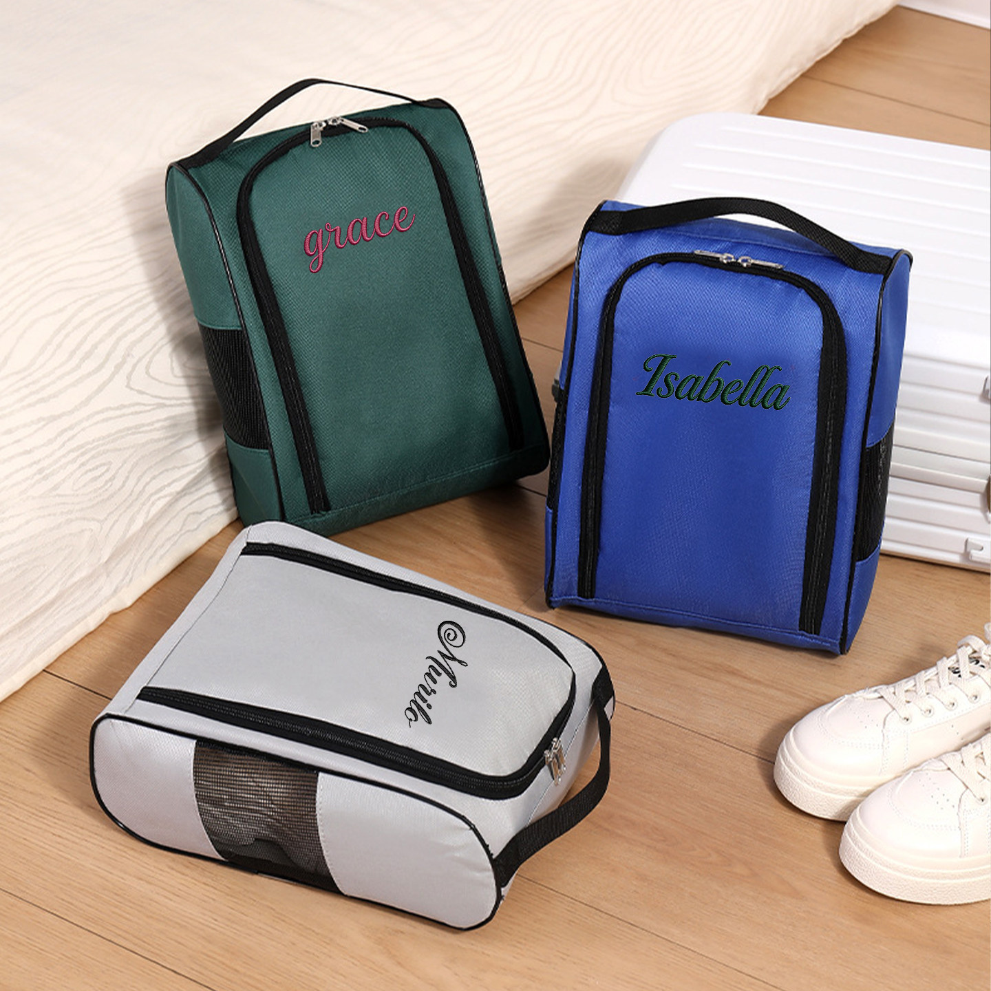 Customized Name Mesh Breathable Golf Shoe Storage Bag