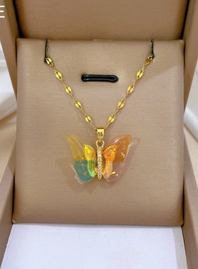 儿童渐变幻彩蝴蝶锁骨链