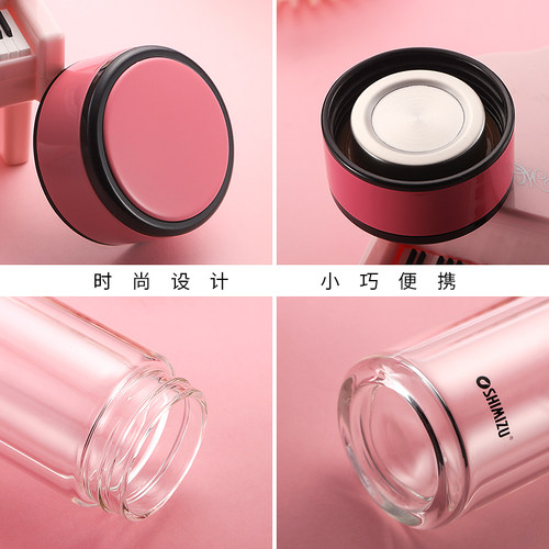 清水新品双层玻璃杯马卡龙女士花茶杯SHIMIZU时尚创意水杯240ml - 图2