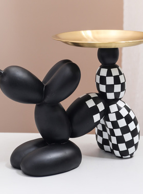 ins风新款玄关爆款气球狗钥匙收纳糖果盘酒店软装前台极简风摆件