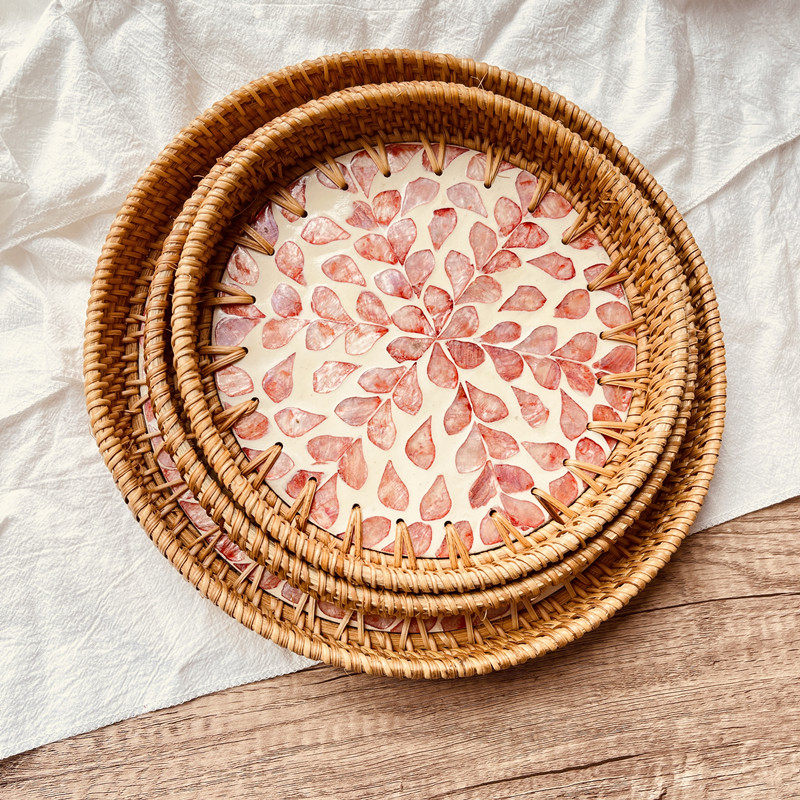 越南藤编贝壳托盘水果盘藤篮编织早餐篮日式竹编面包筐点心篮子,淘宝优惠券,粉丝福利购,淘宝优惠卷